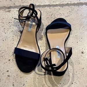 BNWOT Elegant Black & Blue Block Suede Strappy Sandals by Emme Parsons